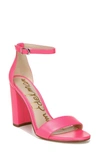 Sam Edelman Yaro Ankle Strap Block Heel Sandals In Electric Pink Leather