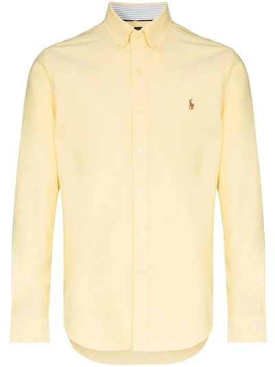 Polo Ralph Lauren Logo Embroidered Cotton Shirt In Yellow