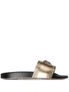 Versace Gold Medusa Slides In Black