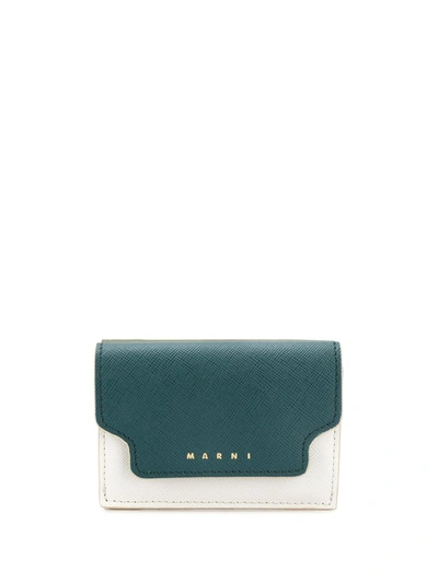 Marni Colour-blocked Logo Coin Wallet In Blue