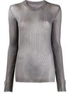 MAISON MARGIELA METALLIC RIBBED KNITTED TOP