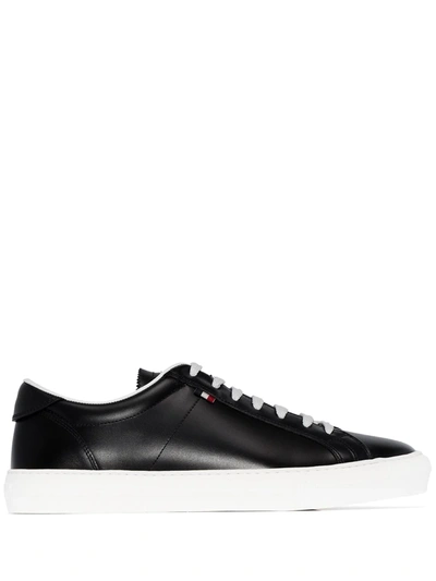 Moncler New Monaco Leather Sneakers In Black