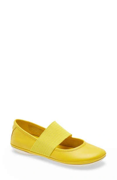 Camper Right Nina Leather Ballerina Flat In Medium Yellow Leather