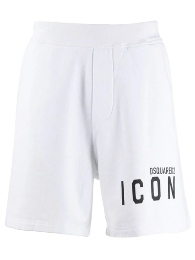 Dsquared2 Icon Cotton Track Shorts In White