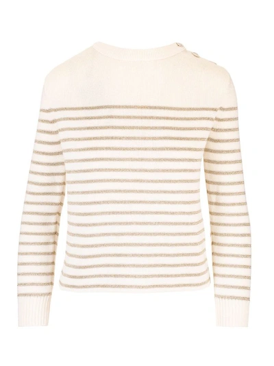 Saint Laurent Crew Neck Sweater In Beige