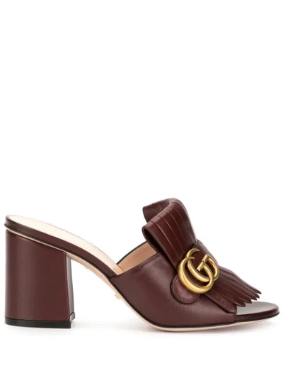 Gucci Double G Mules In Brown