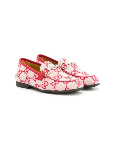 Gucci Kids' Gg Supreme Flat Shoes In Red