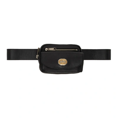 Gucci Morpheus Cracked-leather Belt Bag In Black