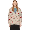 GUCCI OFF-WHITE JACQUARD GG APPLE CARDIGAN