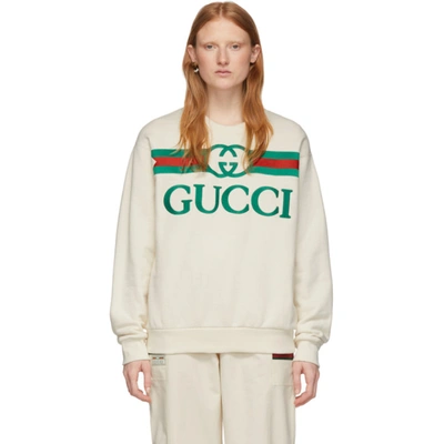 Gucci 灰白色徽标套头衫 In White