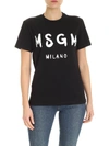 MSGM T-SHIRT WITH BRUSHED LOGO IN BLACK,2841MDM60 207298 99