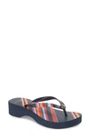 Tory Burch Wedge Flip Flop In Navy/ Navy Tea Rose