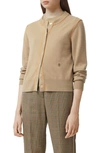 BURBERRY JANICE TB MONOGRAM PIPED CASHMERE CARDIGAN,8026296