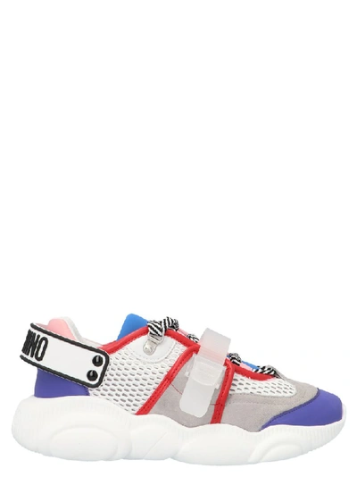 Moschino 30mm Teddy Mesh & Suede Sneakers In White