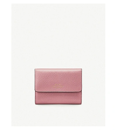 Smythson Panama Small Saffiano Leather Coin Purse In Pink