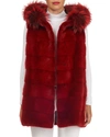 MAURIZIO BRASCHI HORIZONTAL MINK FUR waistcoat WITH FOX HOOD,PROD228350263