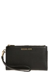 Michael Michael Kors Adele Double Zip Leather Iphone 7 Plus Wristlet In Black