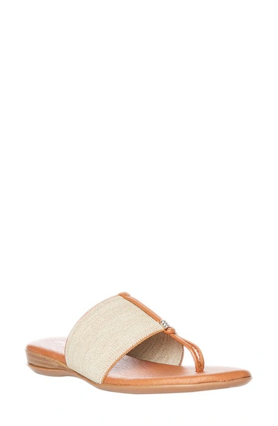Andre Assous Nice Sandal In Beige Linen Fabric