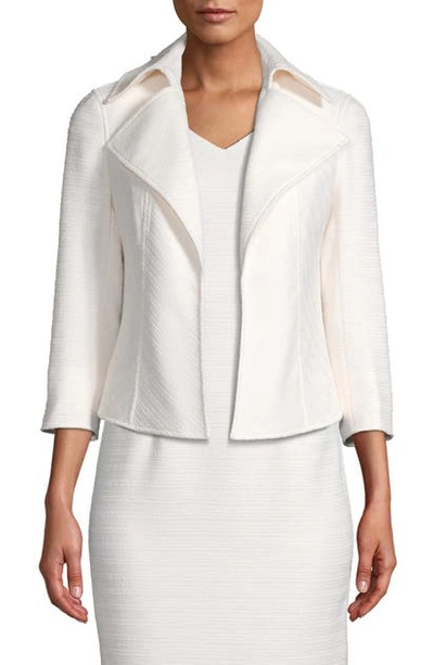 Anne Klein Tweed Cropped Flyaway Blazer In Anne White