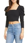 ALICE AND OLIVIA RACHEL PUFF SLEEVE CROP TOP,CC912202028