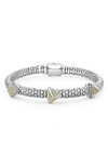 Lagos Sterling Silver & 18k Yellow Gold Ksl Triple Pyramid Bracelet In Silver