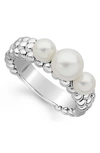 Lagos Luna Pearl Caviar Band Ring In Silver/ Pearl