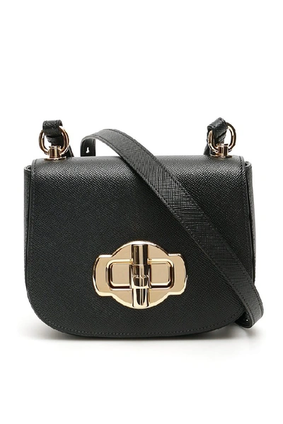 Prada Lock Detail Shoulder Bag In Black