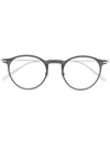 Montblanc Polished Round-frame Glasses In Grey