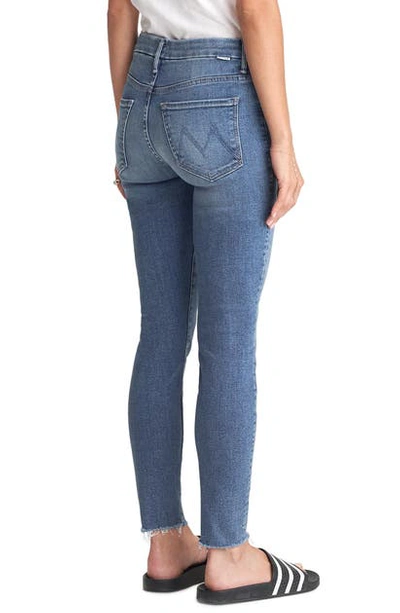 Mother The Looker High Waist Frayed Ankle Skinny Jeans In Hop On Hop Off