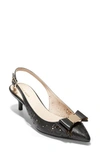 Cole Haan Tali Grand Bow Kitten-heel Leather Pumps In Black/ Black Leather