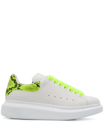 Alexander Mcqueen Neon Lace-up Snakeskin-print Trainers In Yellow