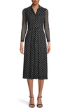 ANNE KLEIN POLKA DOT LONG SLEEVE SHIRTDRESS,10757196