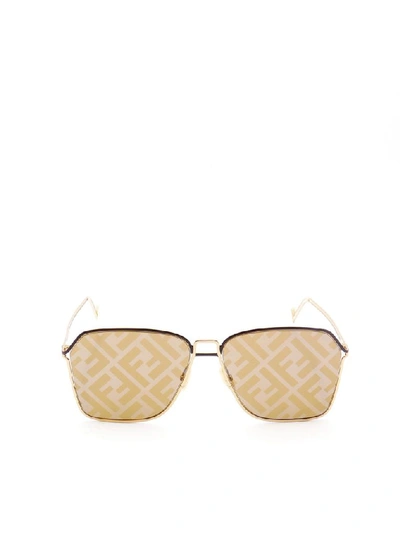 Fendi Eyewear Ff Monogram Lens Sunglasses In Gold