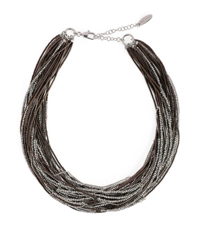 Brunello Cucinelli Monili Choker Necklace In Light Gray