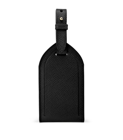 Smythson Leather Panama Luggage Tag In Black