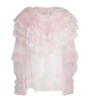 DOLCE & GABBANA LACE-TRIM RUFFLE BLOUSE,15056016