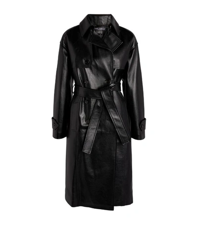 Dolce & Gabbana Double-breasted Leather Belted Coat