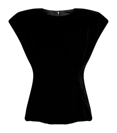 Dolce & Gabbana Padded-shoulder Velvet Top In Black