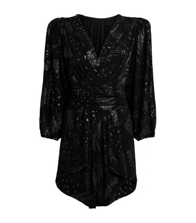 Isabel Marant Vienna Geometric-pattern Crepe Mini Dress In Black