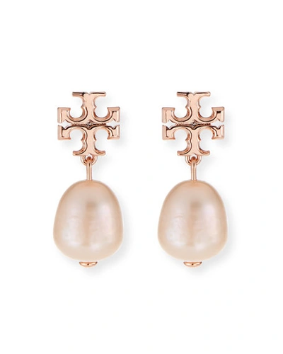 Tory Burch Kira Pearl-drop Earrings, Rose Gold In Rose Gold/champange