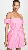 Staud Ash Off-the-shoulder Gathered Shell Mini Dress In Pink