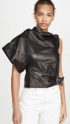 3.1 PHILLIP LIM / フィリップ リム LEATHER ASYMMETRICAL GATHERED RING TOP