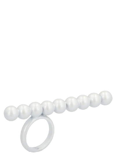 Mm6 Maison Margiela Long Bead Ring In White