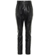 SAINT LAURENT HIGH-RISE LEATHER STRAIGHT trousers,P00439328