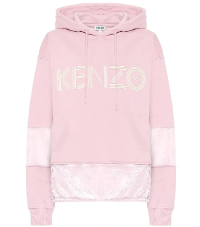 Kenzo Mesh Insert Boxy Hoodie In Pink