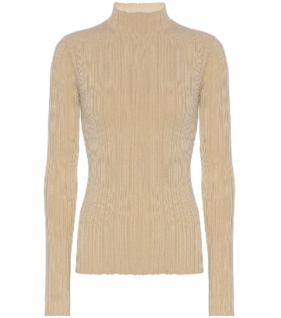 Acne Studios Katina High-neck Ribbed Cotton-blend Jumper In Neutrals