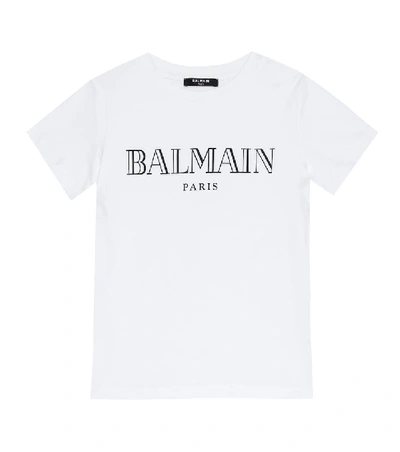 Balmain Kids' Logo Print Cotton Jersey T-shirt In White