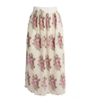 Rabanne Pleated Floral-print Crepe Midi Skirt In White