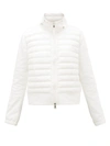 Moncler Paneled Cotton-blend Terry And Quilted Shell Down Hoodie In White