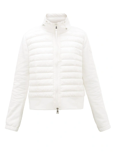 Moncler Paneled Cotton-blend Terry And Quilted Shell Down Hoodie In White